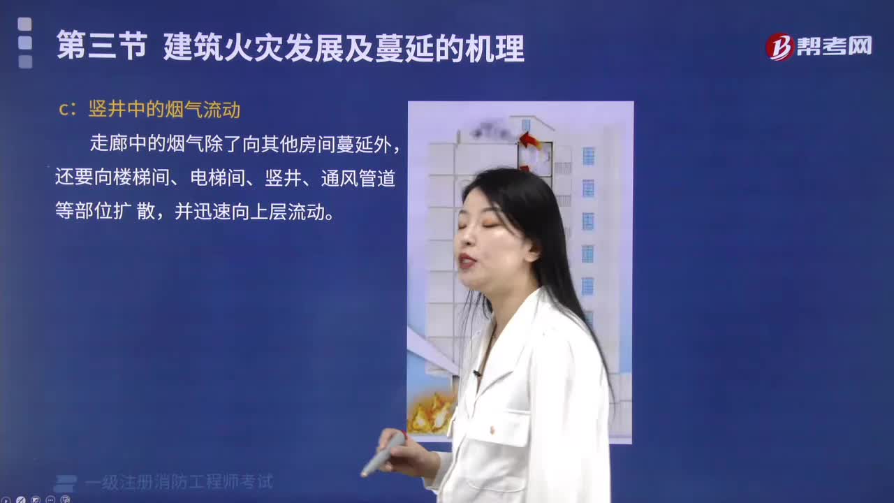 走廊的煙氣流動和豎井中的煙氣流動分別是什么？