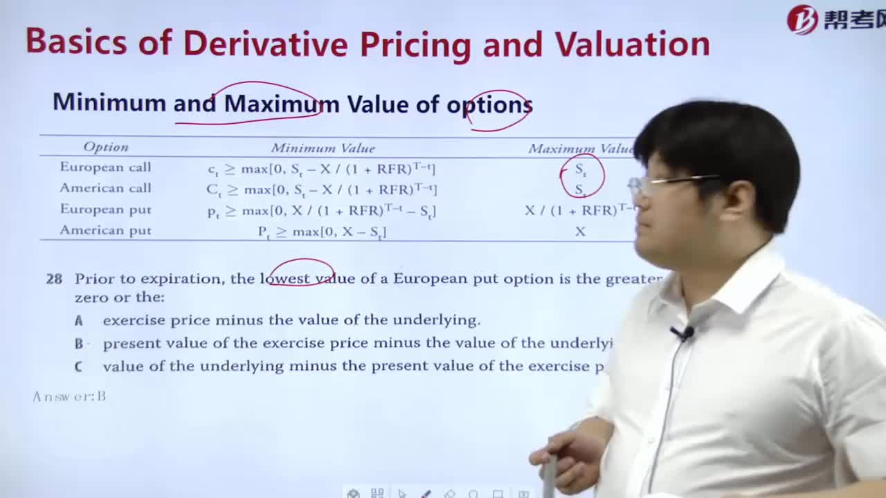 How to calculate the minimum and maximum value of the option？