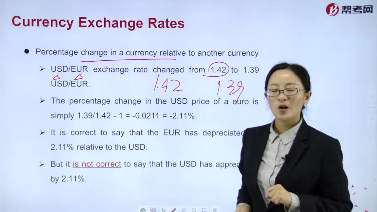 How to master Percentage change in a currency relative to another currency?