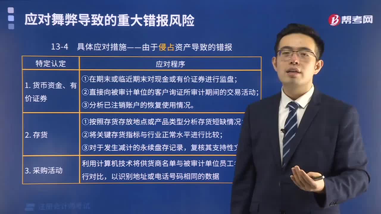 由于侵占资产导致的错报的具体应对措施是什么？