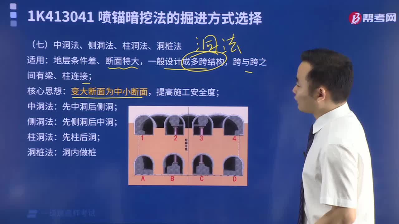 中洞法、侧洞法、柱洞法、洞桩法分别是什么？